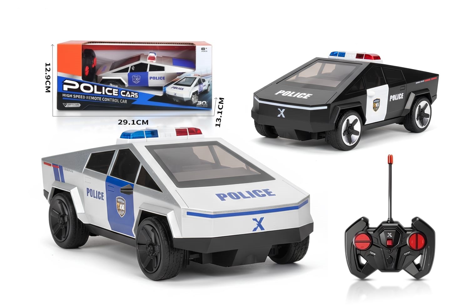 1:22 Scale Tesla Cybertruck R/C Police Car – High Speed Remote Control Toy